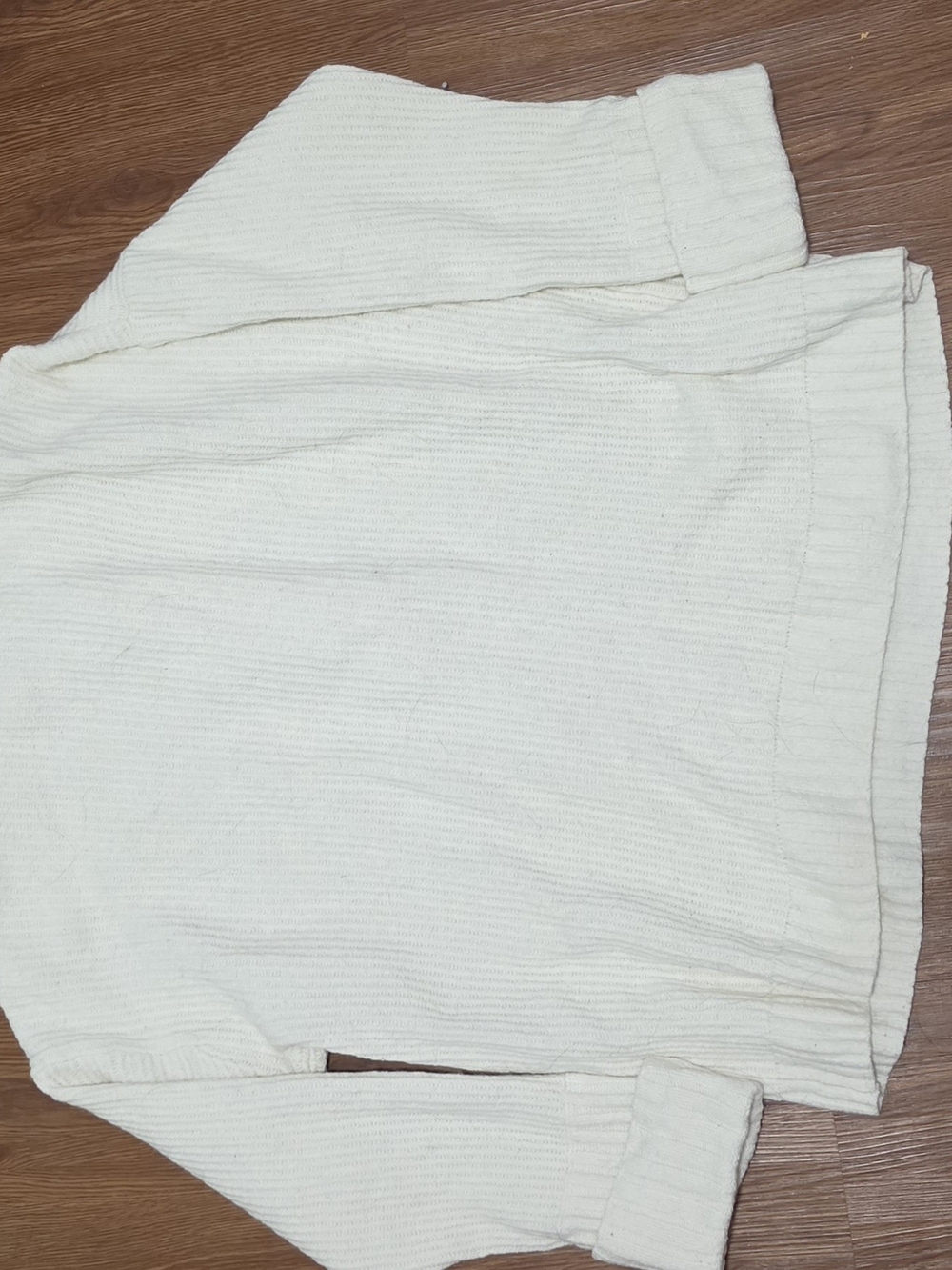 Talbots Plus Cream Ribbed Button-Up Sweater - Picture 4 of 6